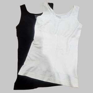 Skinny Girl Smoothers And Shapers Seamless Tank Top 2 Pack Black Cream Medium